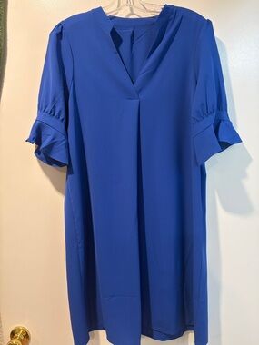 Royal Blue V-Neck Shift Dress